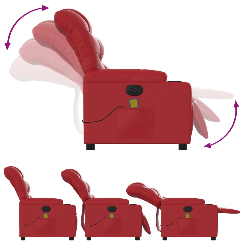 Poltrona Massaggiante Reclinabile Rossa in Similpelle 374145