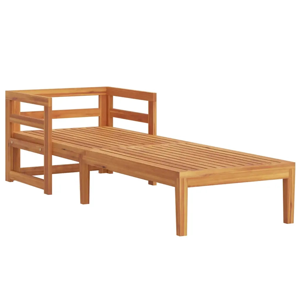 Lettino Prendisole con Cuscini Bianco Crema in Acacia Massello 316312