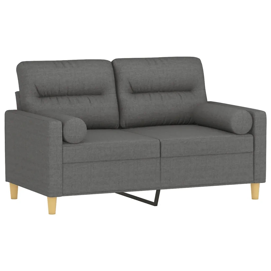 Divano | Divano da soggiorno | Sofa a 2 Posti con Cuscini Grigio Scuro 120 cm in Tessuto