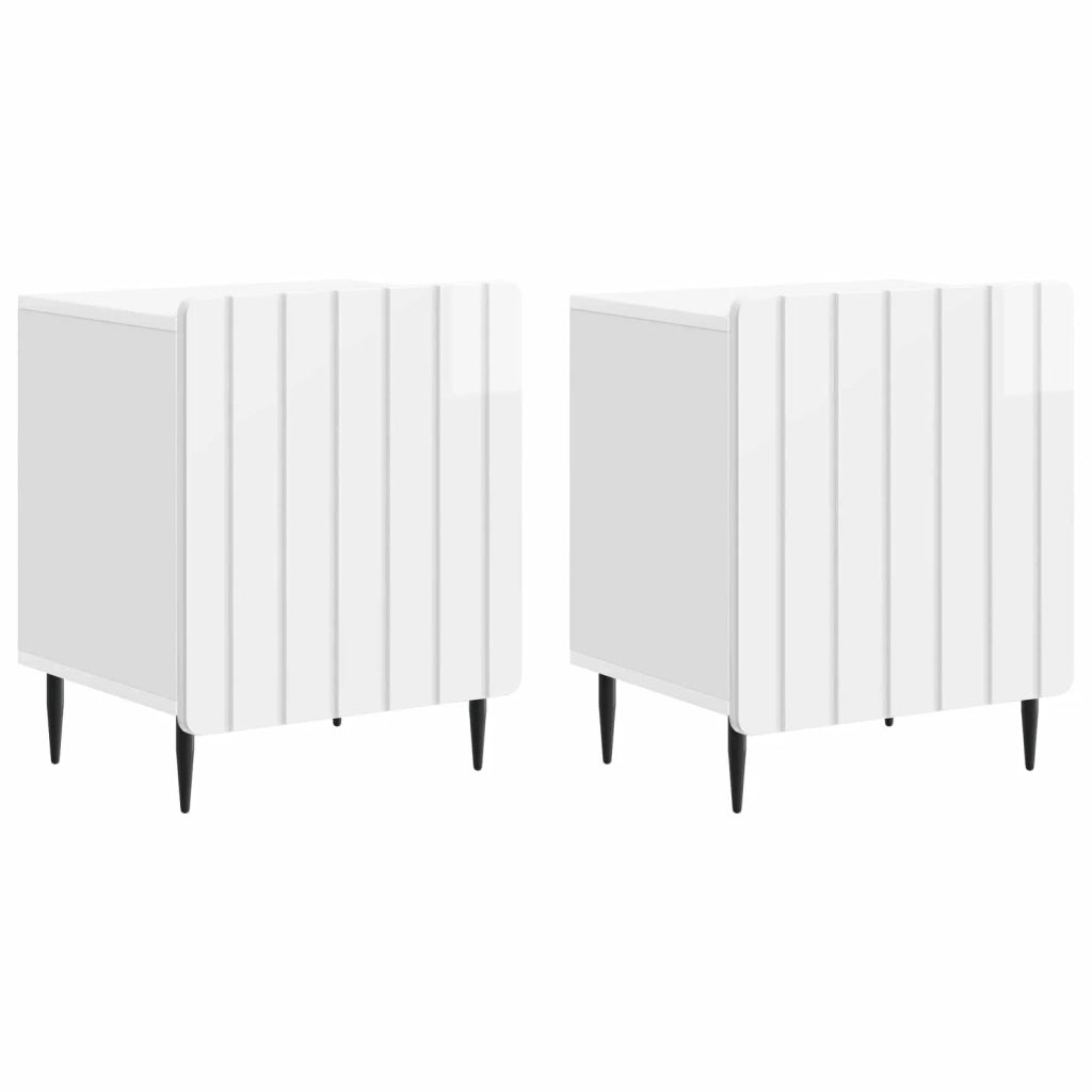 Armadio da Notte 2 pcs Bianco Lucido 43 x 34,5 x 52 cm 894344