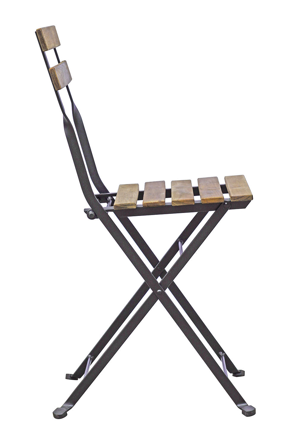 Set Tavolo e 4 Sedie da Giardino Pieghevoli Bistrò in Ferro e Legno di Acacia