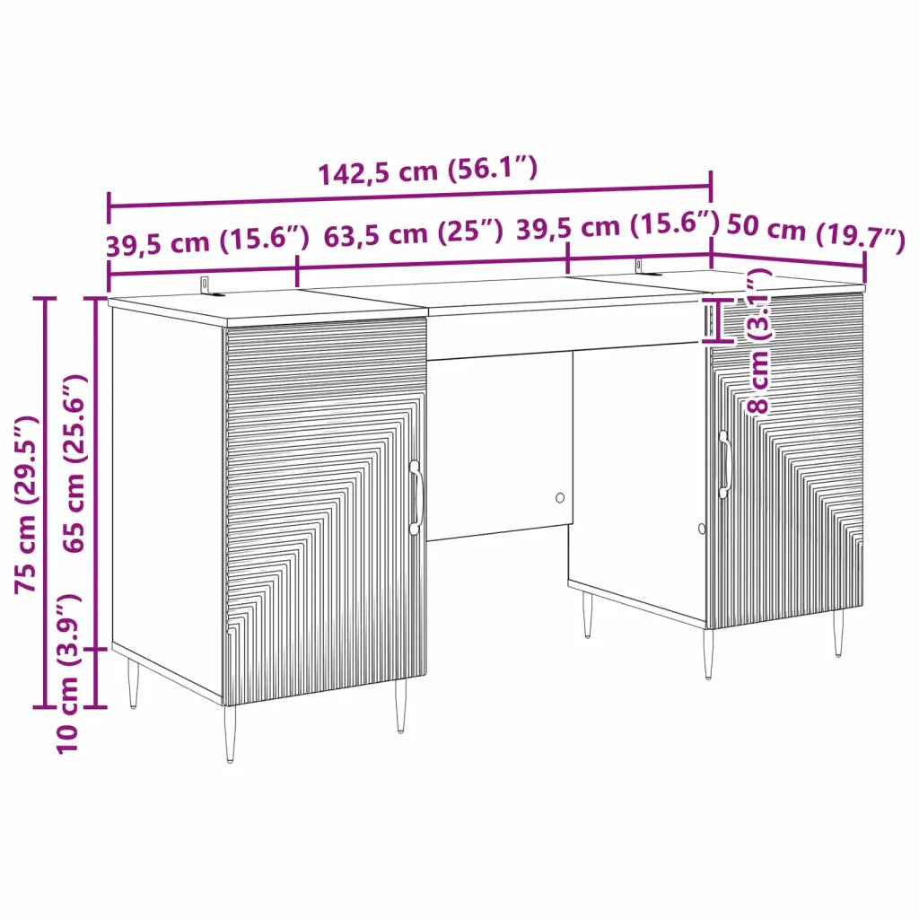 Scrivania Nero 142,5 x 50 x 75 cm Legno ingegnerizzato 3414604