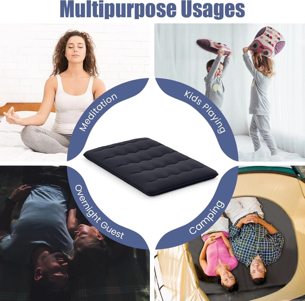 Materasso da pavimento 140x200 cm, materasso futon giapponese, tatami pieghevole e portatile, materasso richiudibile con borsa e rivestimento rimovibile, materasso per dormire e supporto per