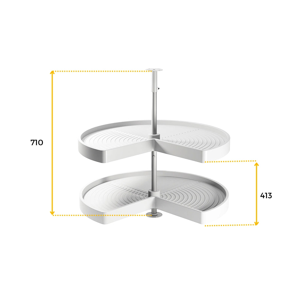 Emuca Coppia di cestelli girevole Shelvo 3/4, 900, Plastica bianca, Tecnoplastica e Alluminio, 1 u.