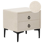 Comodino Boucle bianco sporco gambe in metallo nero con 2 cassetti portaoggetti Comodino