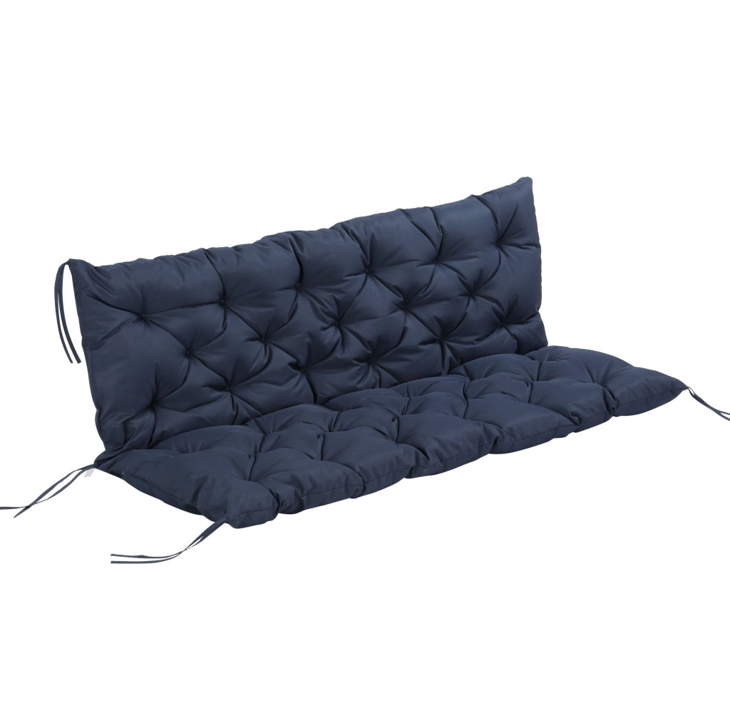 Cuscino per panca blu 150 x 98 x 8 cm con sei lacci