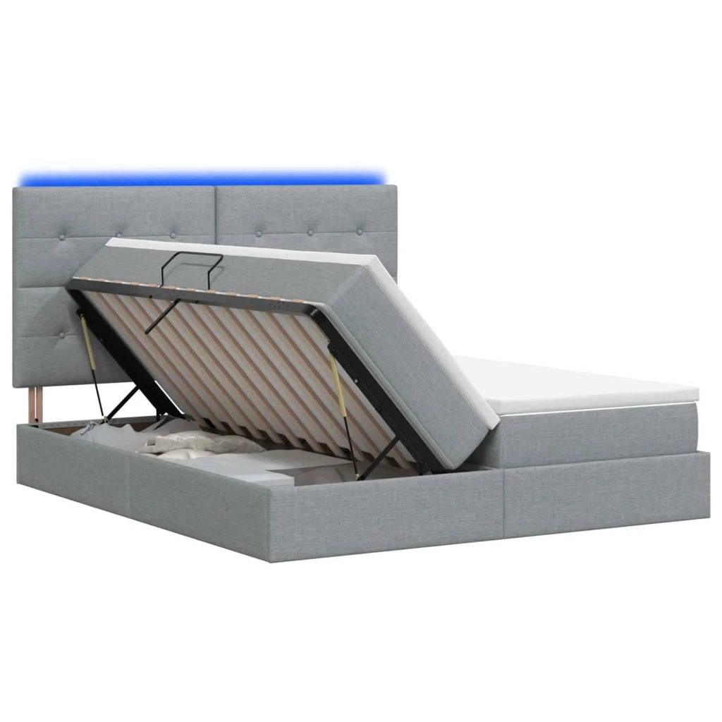 Letto con contenitore LED e materasso Grigio Chiaro 3460236