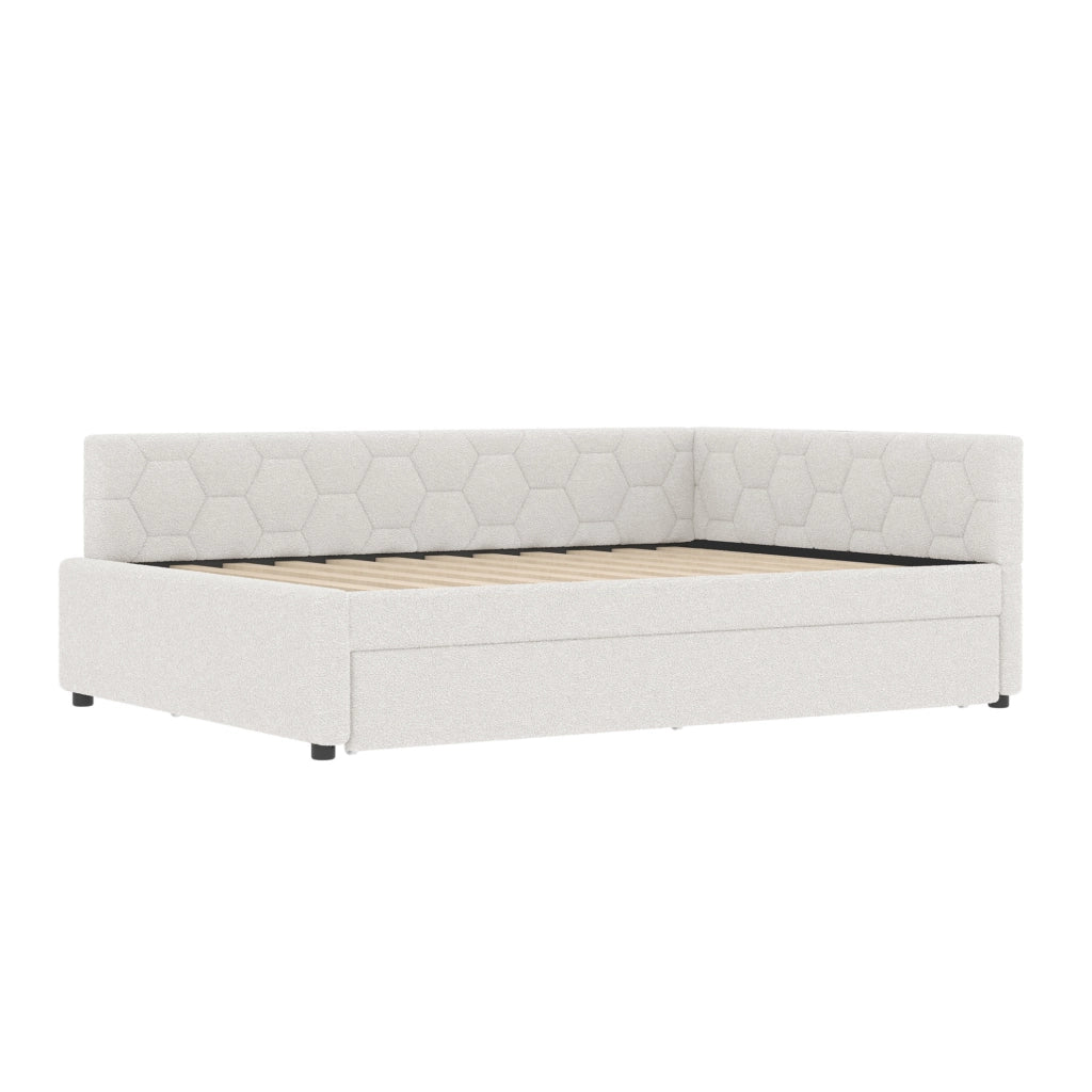 Letto da giorno 140×200 cm con letto estraibile, USB, Type-C e luce, bianco