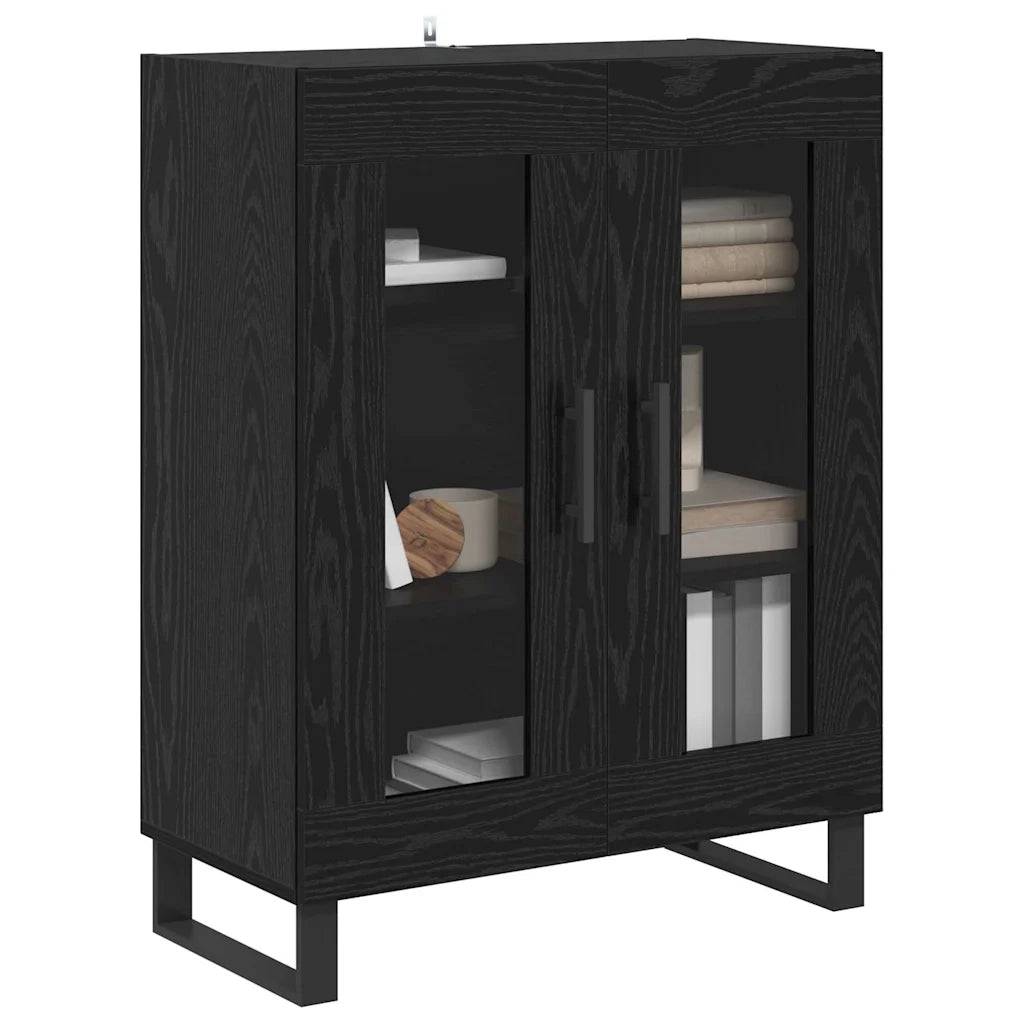 Credenza | Madia | Buffet da pranzo | Armadio da pranzo Rovere Nero 69,5 x 34 x 90 cm Legno multistrato