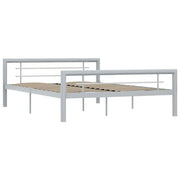 Letto matrimoniale | Letto per adulti | Giroletto Grigio e Bianco in Metallo 120x200 cm