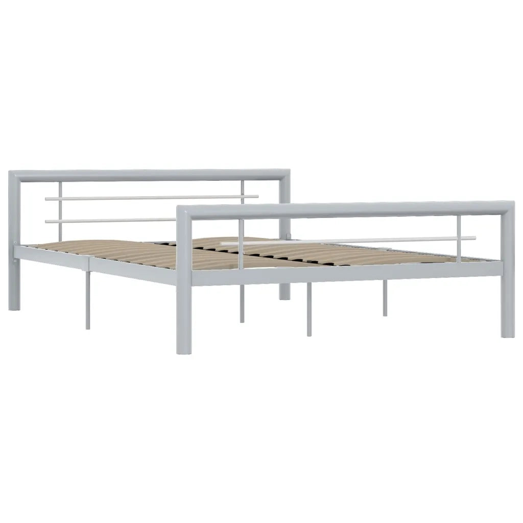 Letto matrimoniale | Letto per adulti | Giroletto Grigio e Bianco in Metallo 120x200 cm