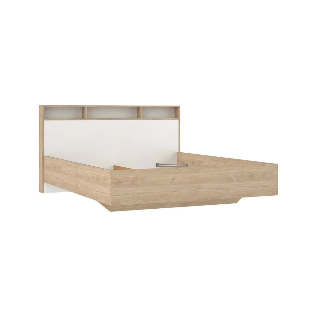 Letto matrimoniale Rose, Sommier per camera da letto, Giroletto per stanza, Struttura porta materasso, 216x170 h1 cm, Rovere e Bianco