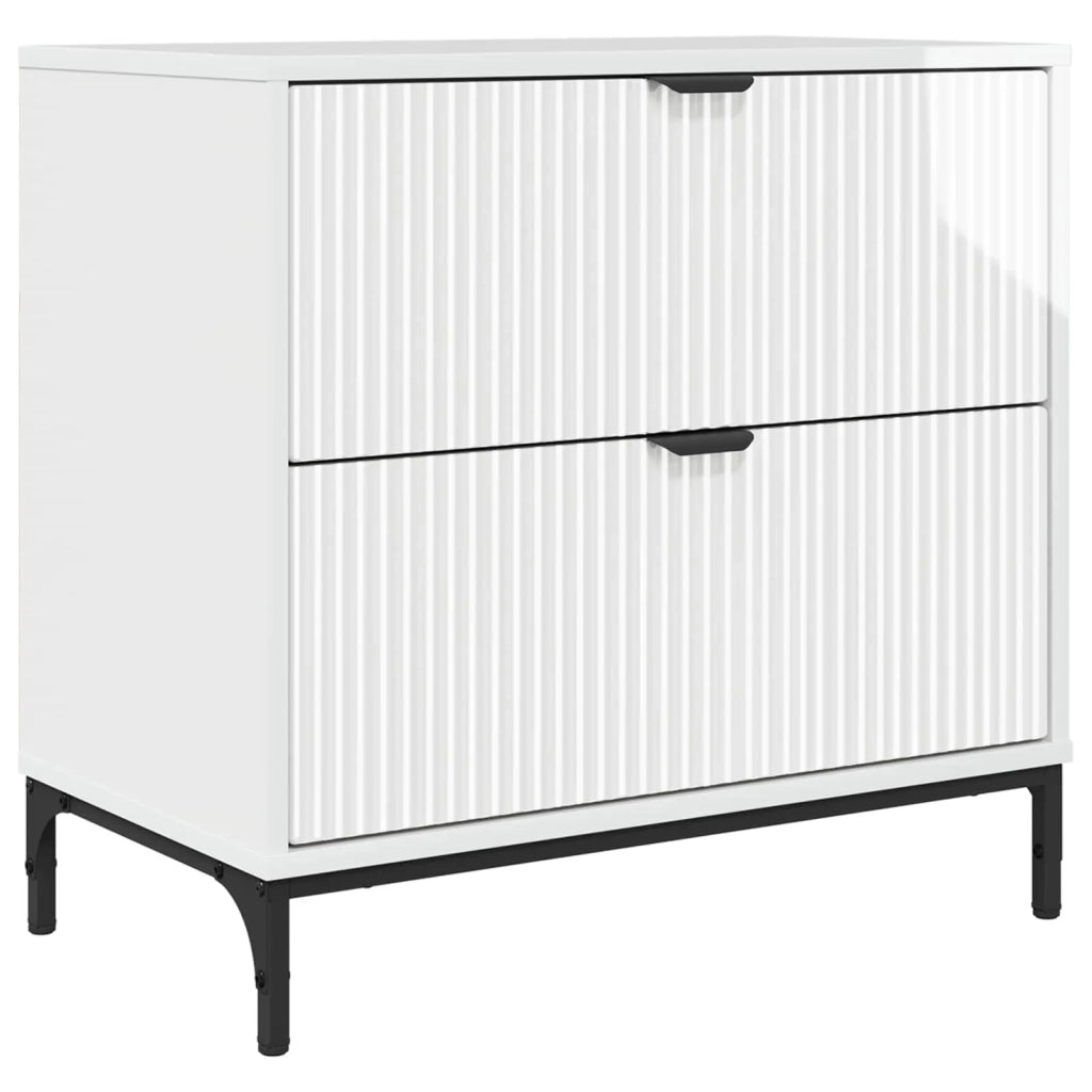 Comodino Bianco lucido 63.5 x 36 x 61 cm Legno multistrato 883468