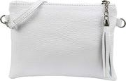 Borsa da Spalla Elegante in Pelle Vera - Borsa da Notte - Piccola Borsa - Bianca - 22 x 15 cm