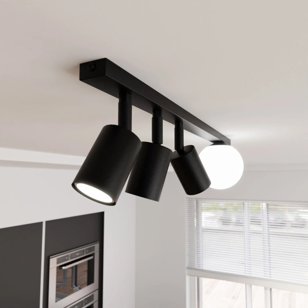 Lampada a sospensione Baster in acciaio nero opaco e vetro