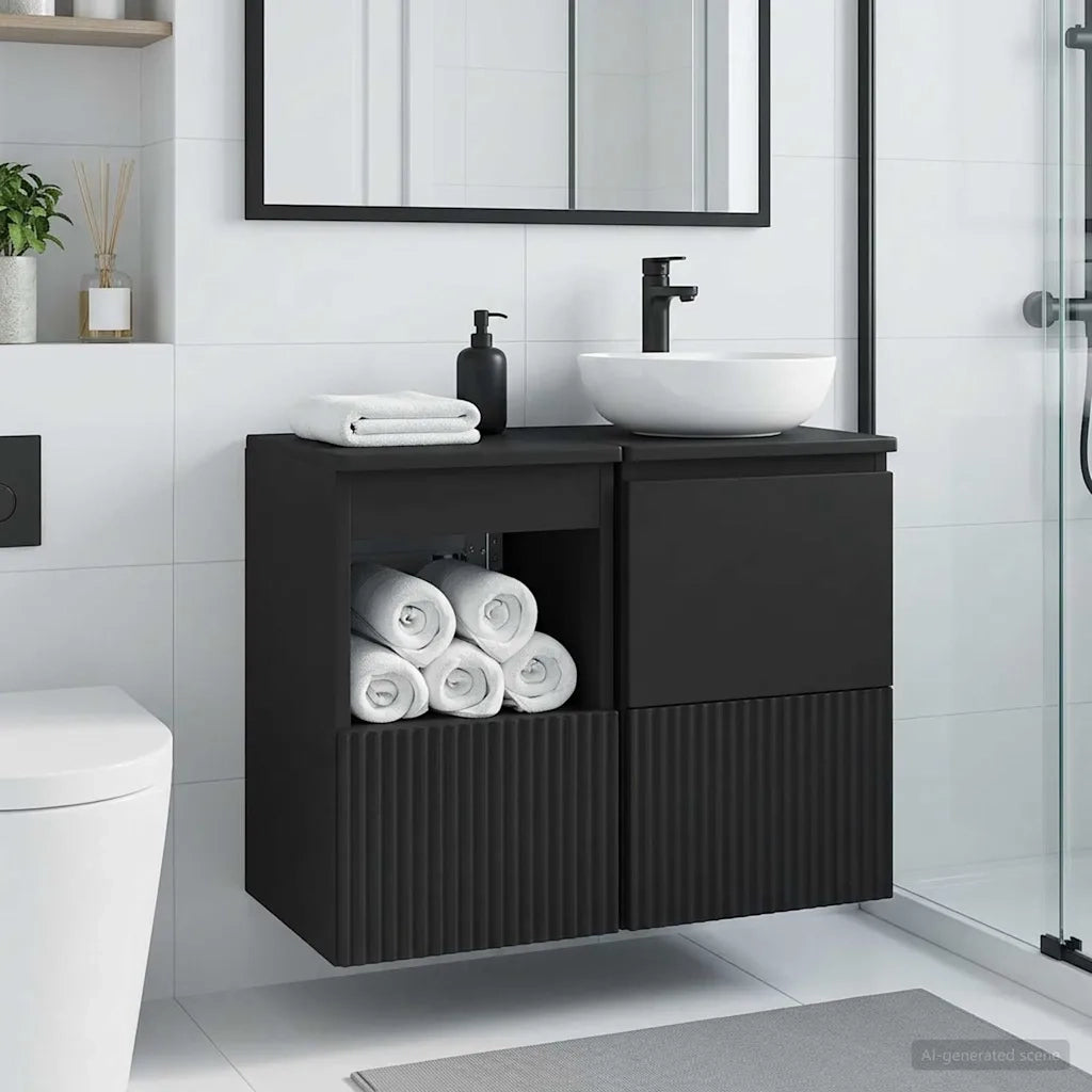 Mobile da Bagno Nero 30 x 44,5 x 50 cm Legno ingegnerizzato 890503