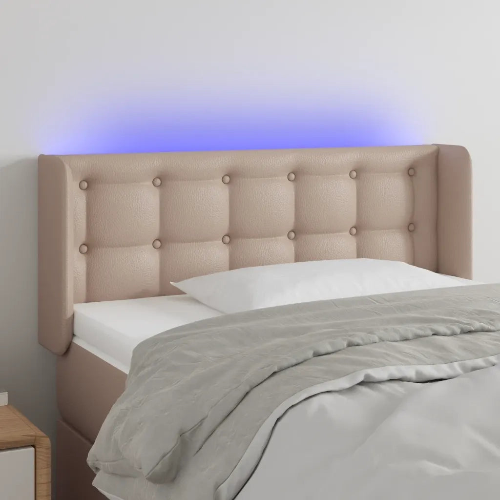 Testiera Cappuccino a LED 103x16x78/88 cm in Similpelle 3123325