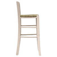 Sgabello con manico nello schienale h cm 66 grezzo con seduta in paglia