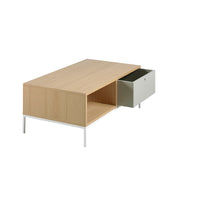 Tavolino rettangolare in rovere e acciaio bianco