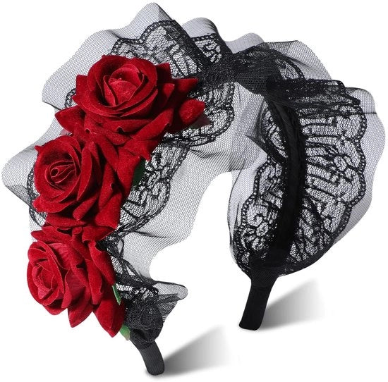 Haarband con Fiori - Rosso/Nero - Plastica - Halloween/Festa di Costume - Stile Vintage - Glamour Unico - Cappello di Fiori
