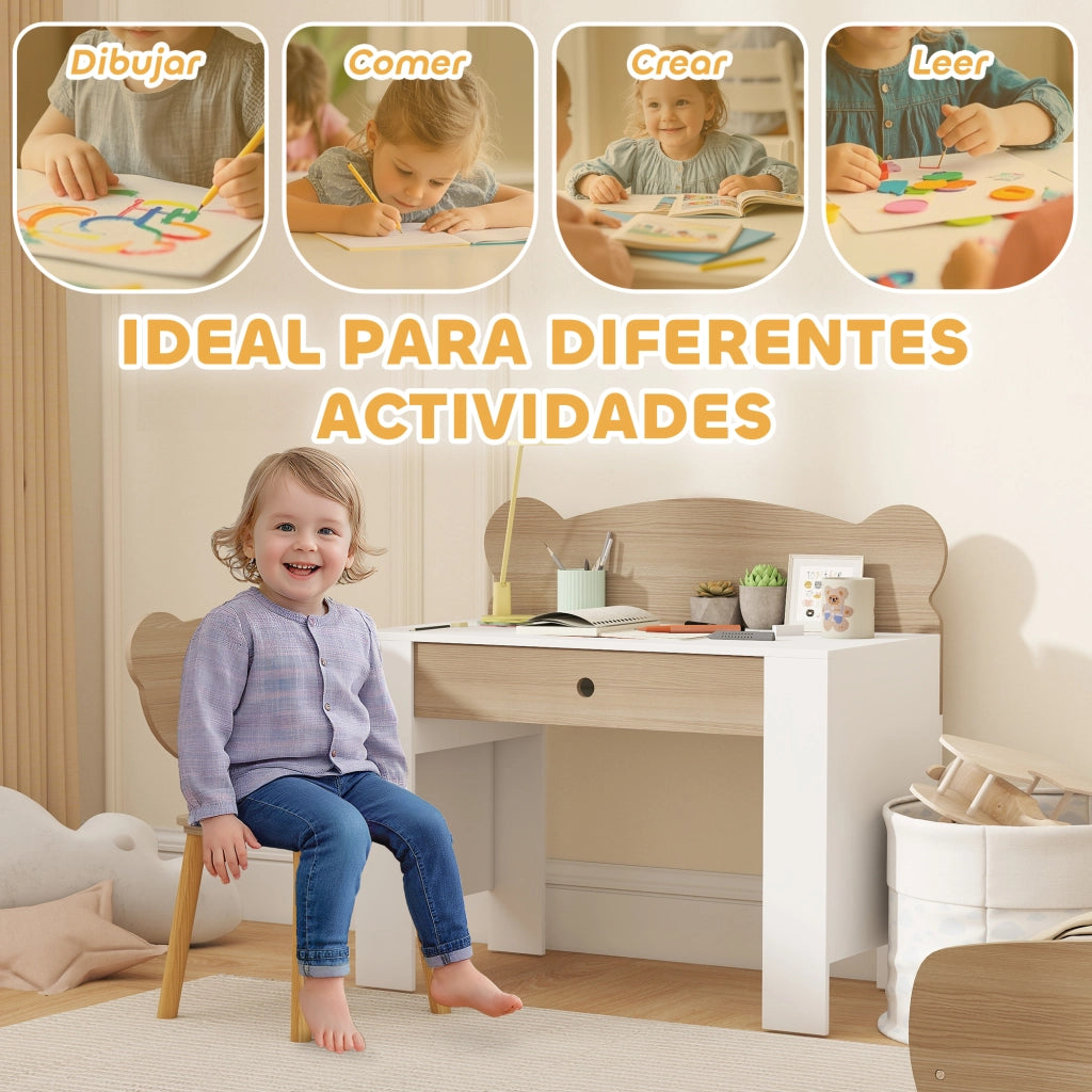 Scrivania per Bambini con Sedia ¨C zephmum ¨C Legno 80x41x74,5 cm