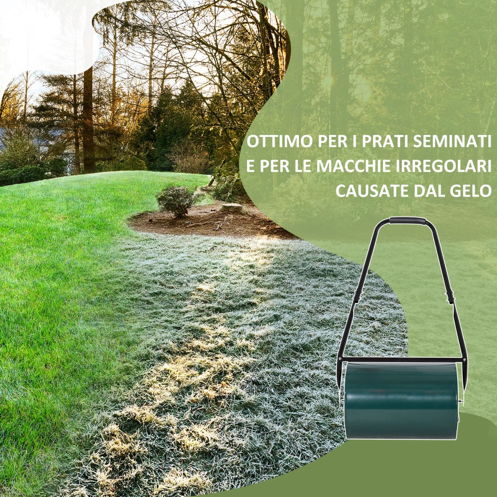Rullo per Prato 30L ¨C Xylo ¨C Metallo con Lama Raschiante 102x50x30 cm Verde Scuro