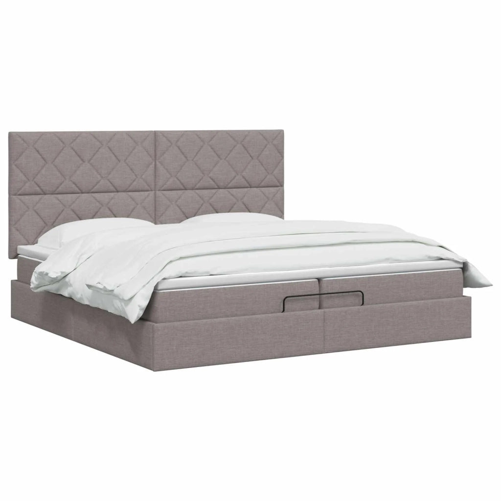 Letto Ottomano con Materasso e LED Tortora 200 x 200 cm Tessuto 3458184