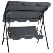 Dondolo 3 Posti con Tettuccio Regolabile 172x110x153 cm in Acciaio e Poliestere Grigio