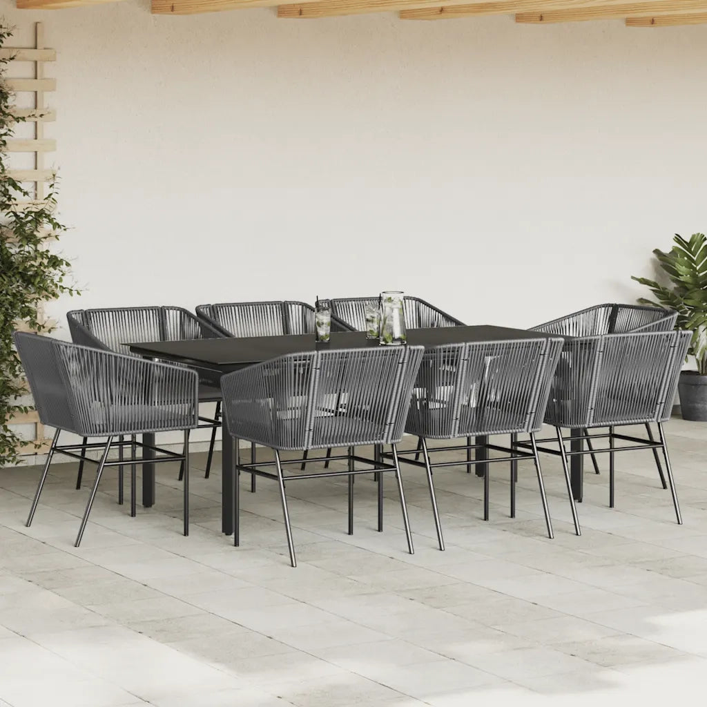 Set da Pranzo da Giardino 9 pz con Cuscini Polyrattan Vetro 3334631