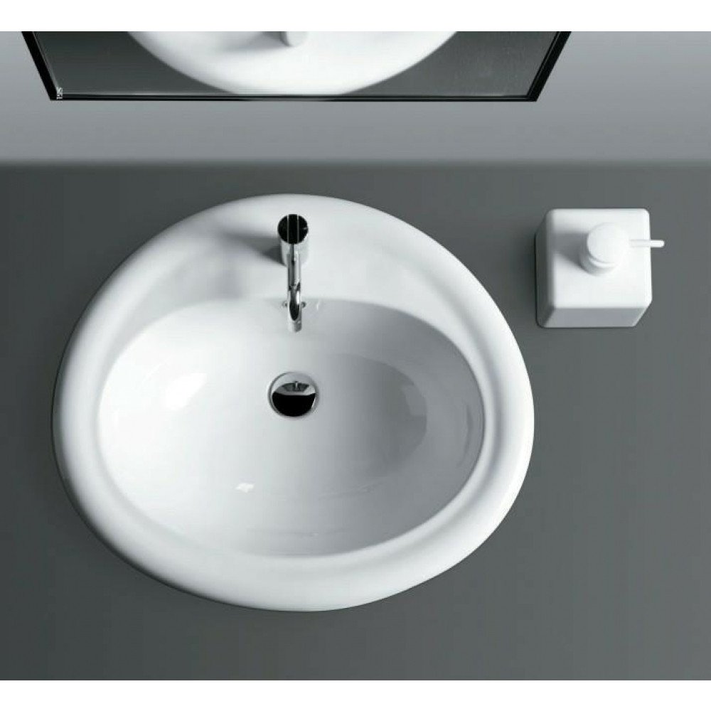 Monia lavabo incasso monoforo pr edisposizione 3 fori 63x56 bianc