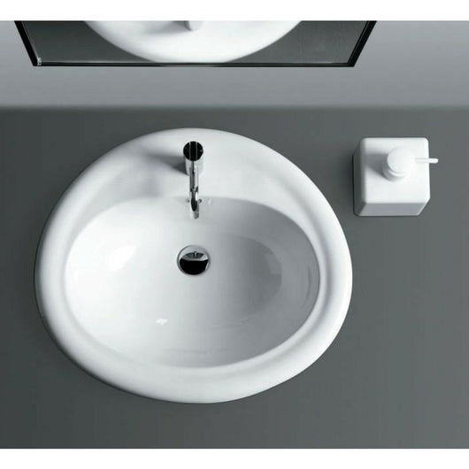 Monia lavabo incasso monoforo pr edisposizione 3 fori 63x56 bianc