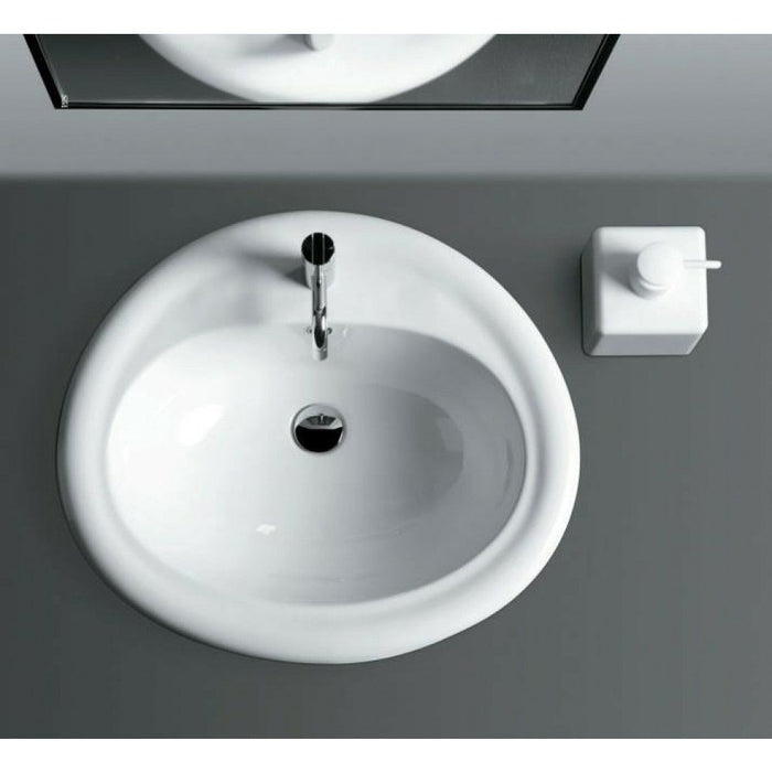 Monia lavabo incasso monoforo pr edisposizione 3 fori 63x56 bianc