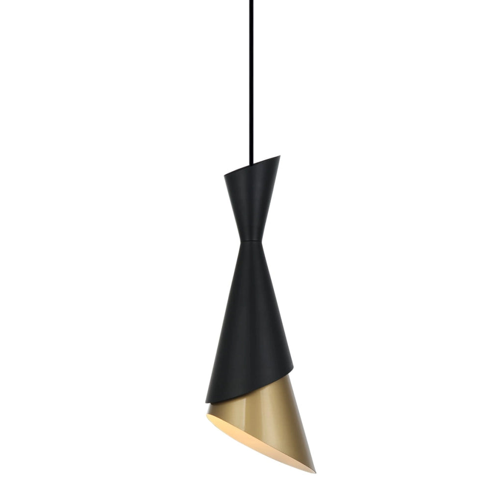 Lampada a sospensione Italux Malia nero/oro E27 Ø13,5