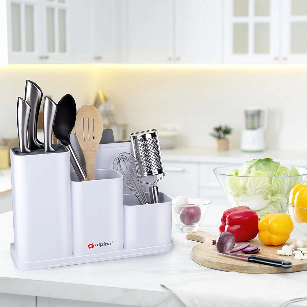 Portamensoli da Cucina 34x13x23 cm per Coltelli Posate con 2 Taglieri Alpina