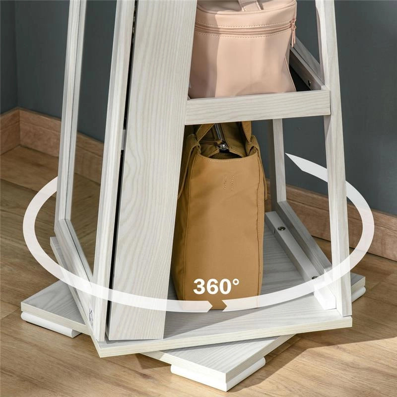 SPECCHIO PORTAGIOIE GIREVOLE CON 2 CHIAVI IN LEGNO 38X38X160 CM