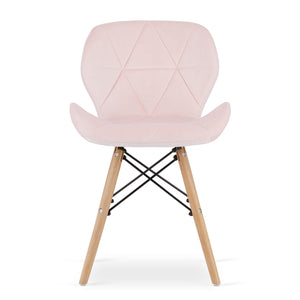 Valora WAKO Sedia in velluto rosa dal design moderno per soggiorno x3