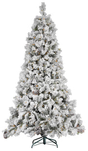 Albero di Natale Artificiale Innevato con Luci LED Pino del Gargano Verde Altezza 180 cm
