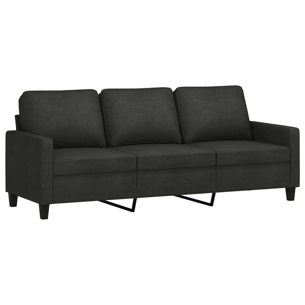 Set di Divani 3 pz con Cuscini Nero in Tessuto 3201432