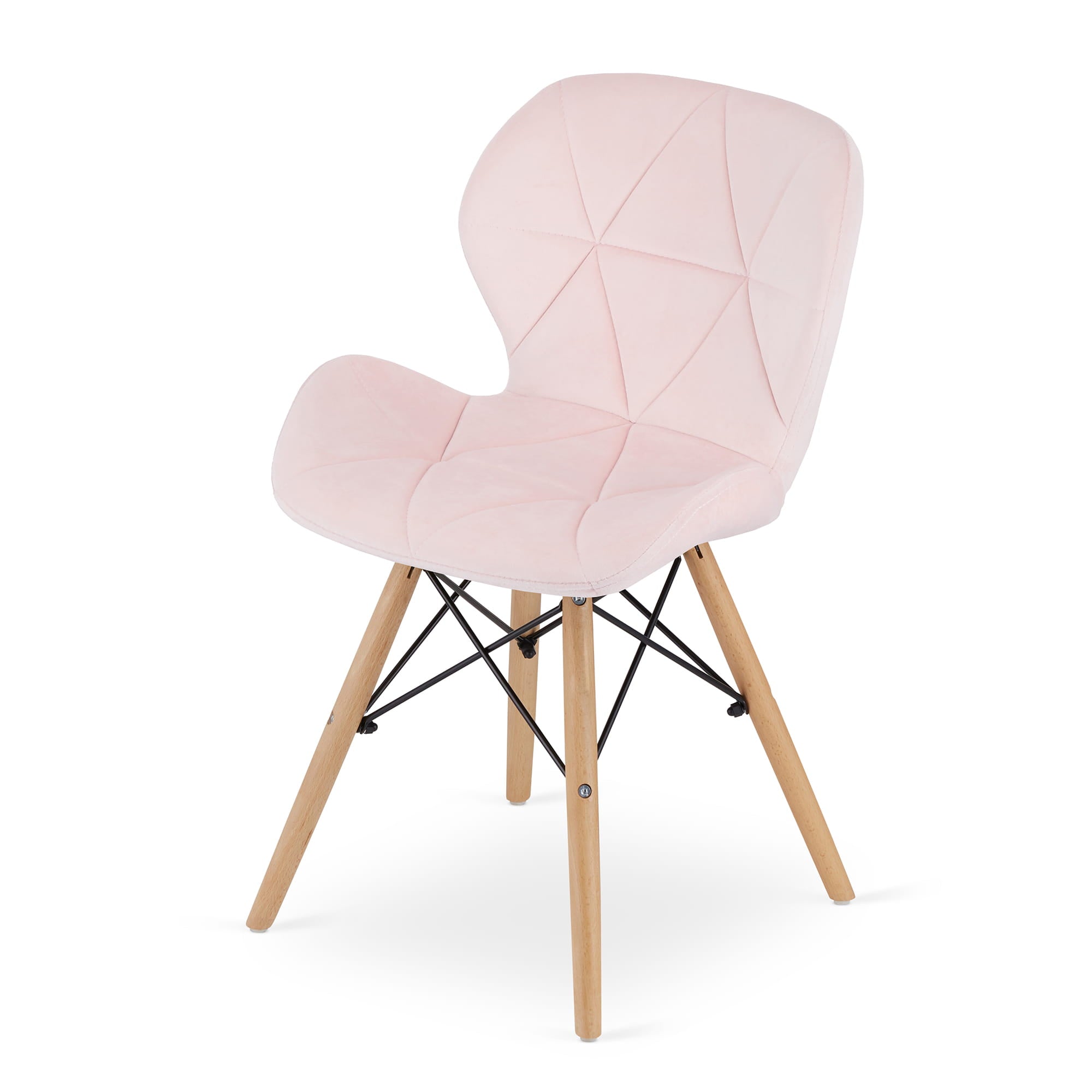 Valora WAKO Sedia in velluto rosa dal design moderno per soggiorno x3