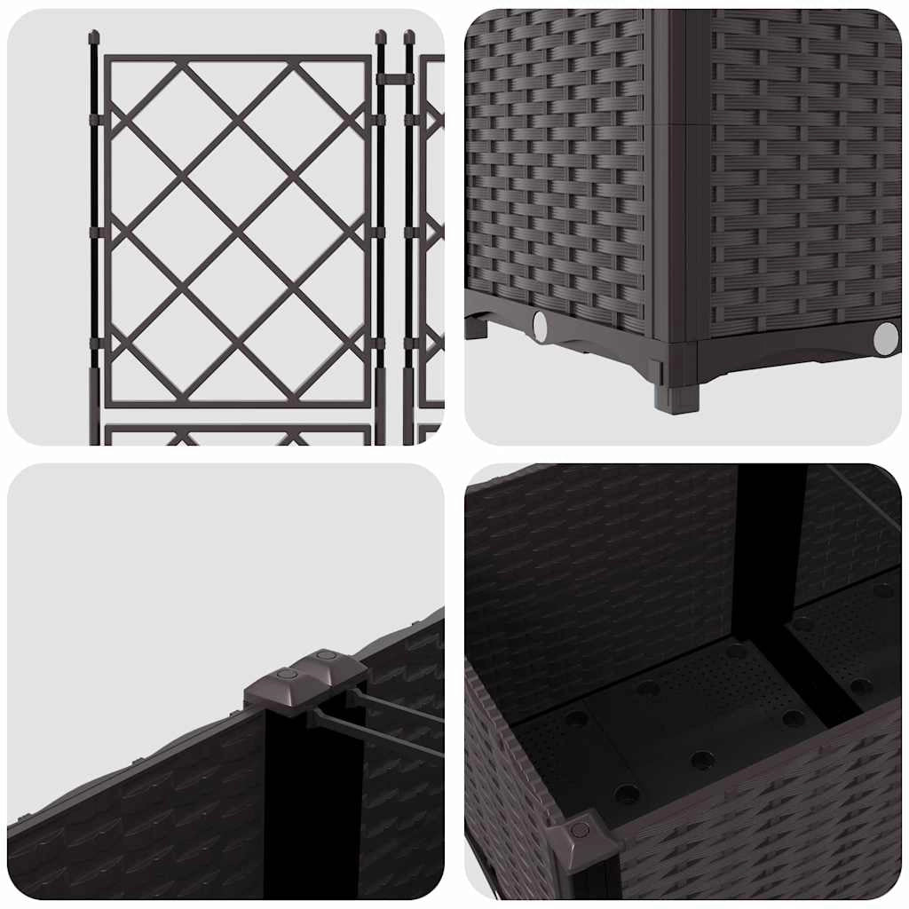Set di 3 fioriere da giardino moderne per esterni 120 x 40 x 143 cm acciaio marrone 02_0058515