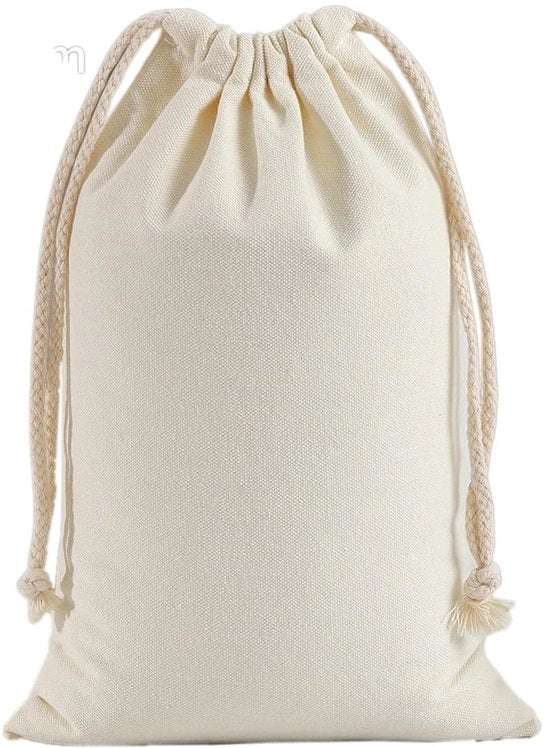 Zaketti di cotone 2 pezzi - Corda per appendere - Sacchetti decorativi - Regali - 20 cm x 30 cm - Beige - Sacchetti di conservazione