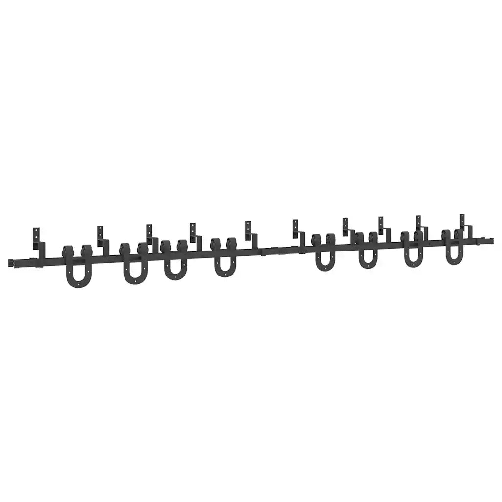 Kit di Binari per Porte Scorrevoli 366 cm Acciaio Nero