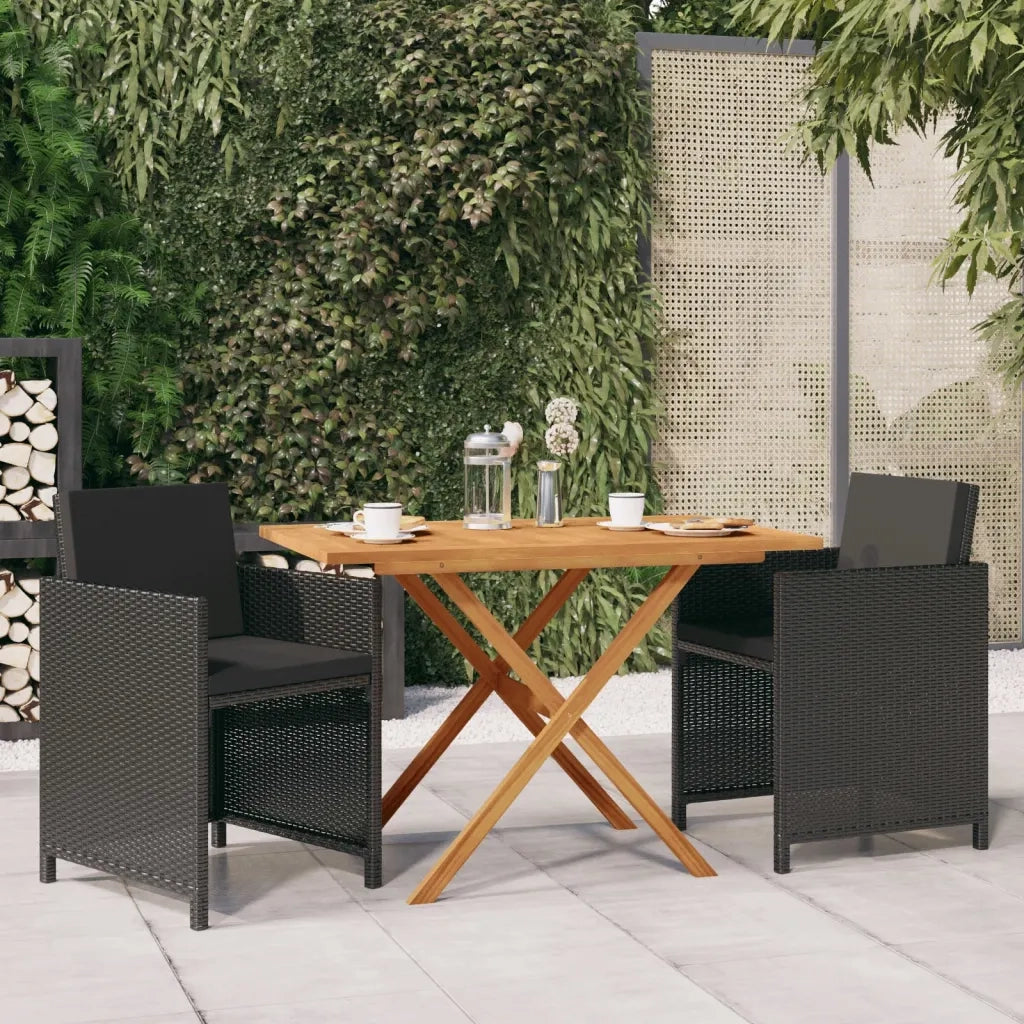 Set da Pranzo da Giardino 3 pz | Set Salotto da Giardino con Cuscini Nero