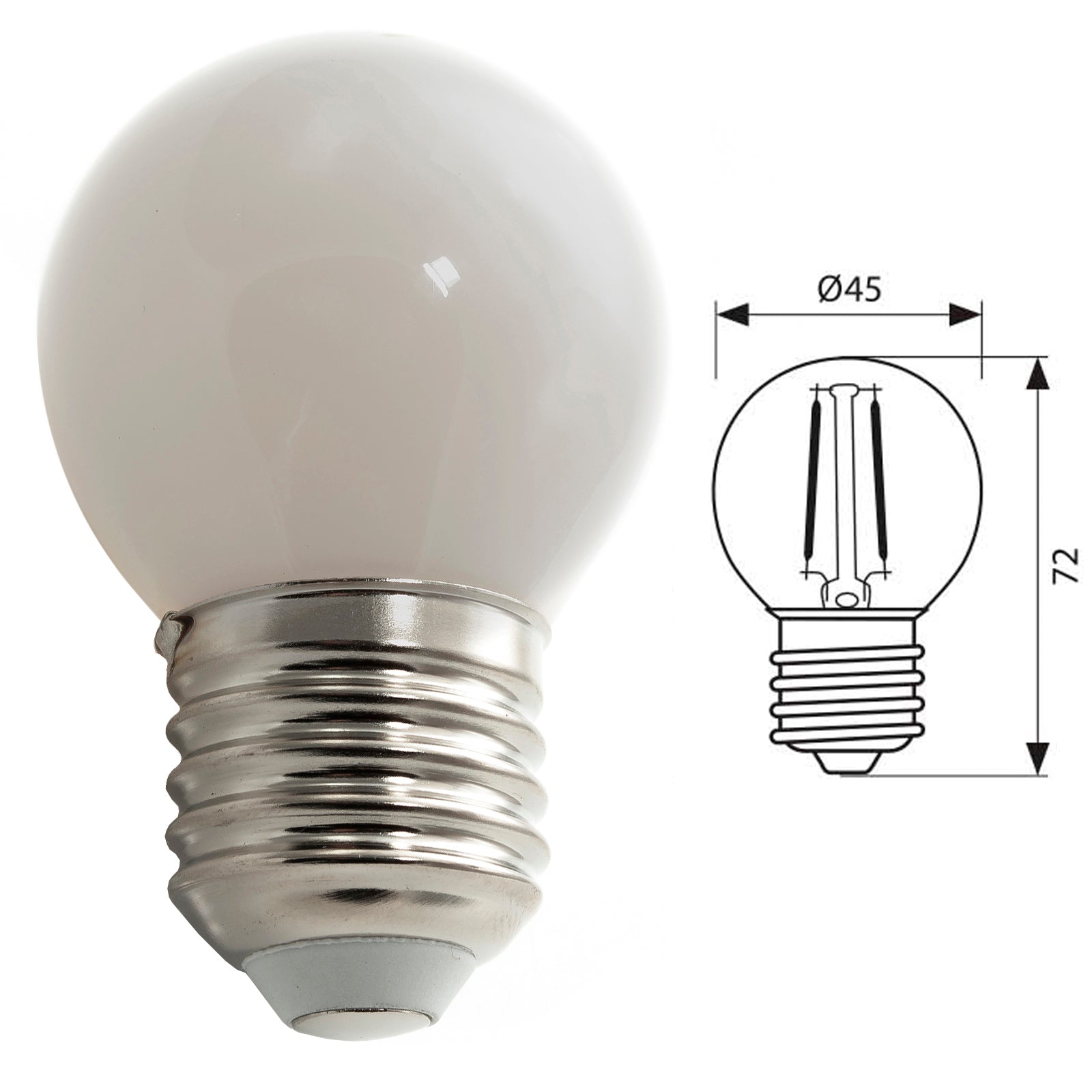 Lampadina LED mini globo E27 vetro luce 360 gradi 4W 400 lumen 230V luce calda 3000K