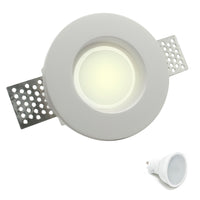 Porta faretto tondo incasso scomparsa gesso lampada led 8W GU10 foro 10cm 220V LUCE 3000K