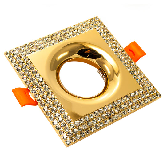 Portafaretto incasso quadrato swarovski cristalli brillantini foro 65mm COLORE ORO