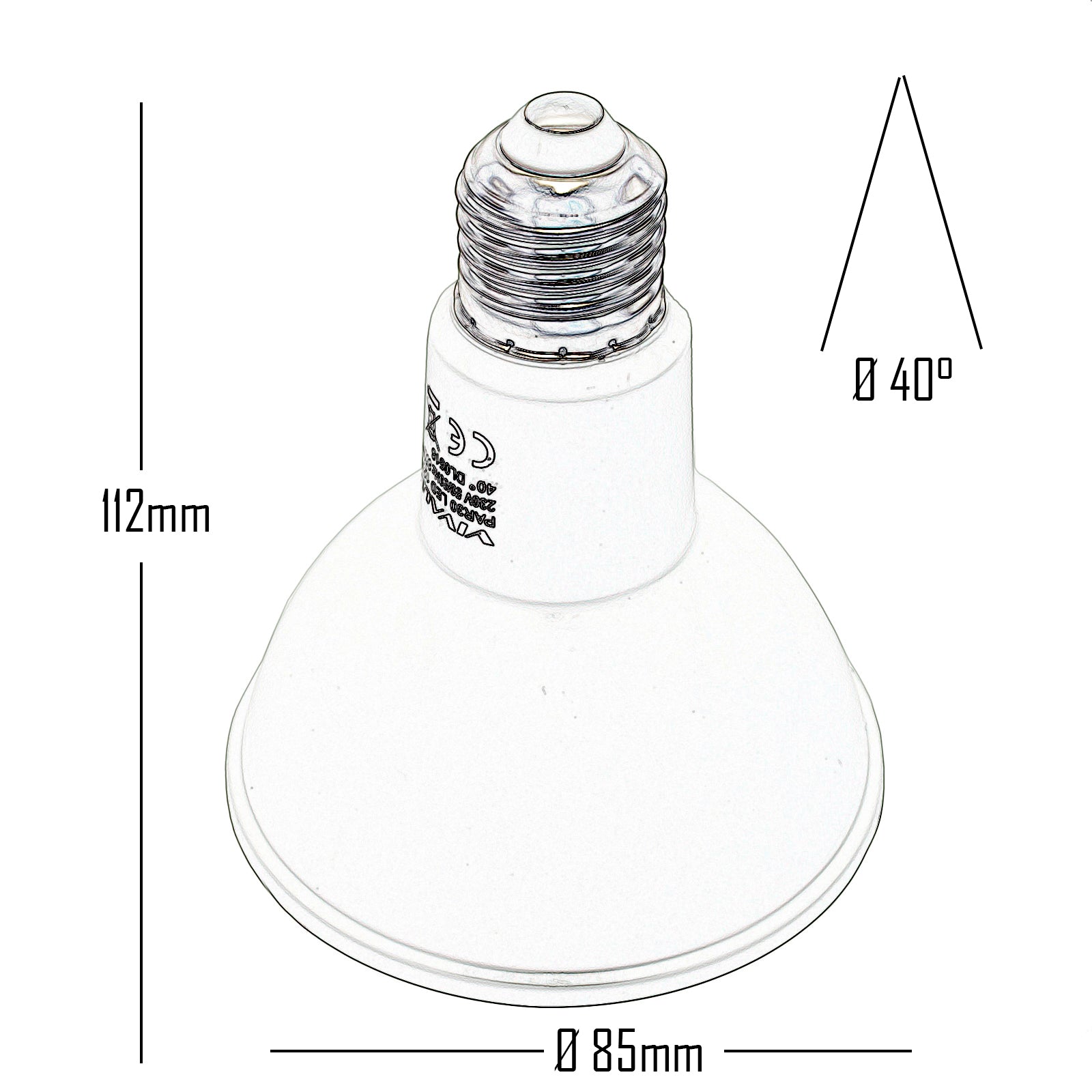 Faretto calpestabile da incasso impermeabile IP65 LED E27 SPOT PAR30 12W angolo luce 40 gradi giardino cortile facciata LUCE NATURALE 4000K