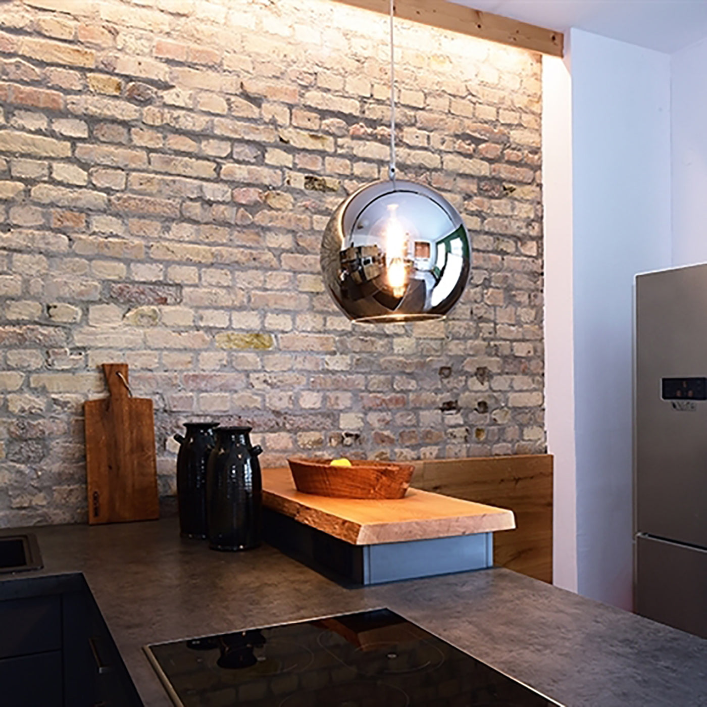 Pendete sfera led vetro lampada moderna silver sospensione globo soffitto E27