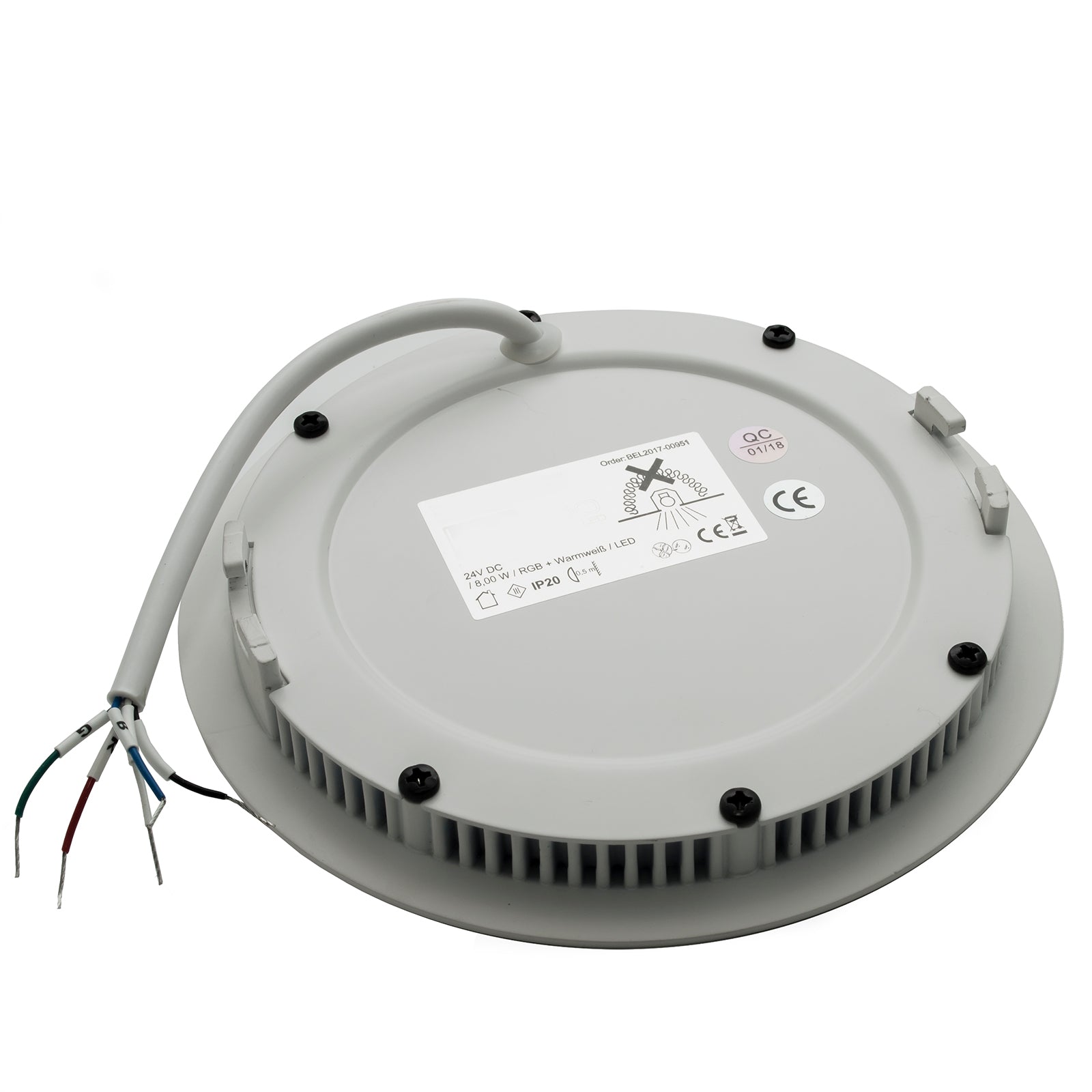 Faretto pannello incasso LED slim 8W 24V DMX luce colorata RGBW 3000K foro 13