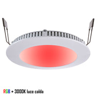 Faretto pannello incasso LED slim 8W 24V DMX luce colorata RGBW 3000K foro 13